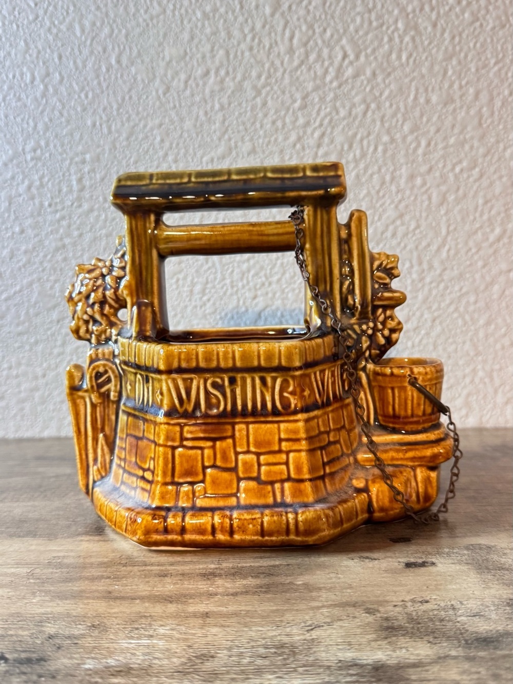 Vintage McCoy Brown Glazed Wishing Well Planter | USA Pottery - Picture 2 of 11